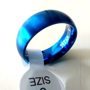 Size 5 Blue Titanium Unisex Band Ring. New. Opened only for photographing. Makes
